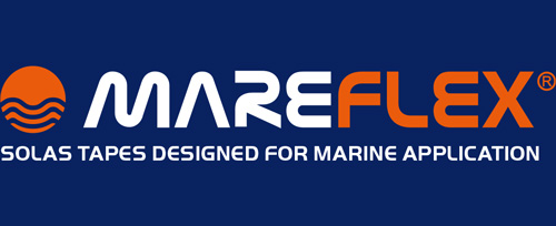 mareflex logo on blue background