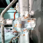 marefex antisplashing tape on pipeline flange on ship